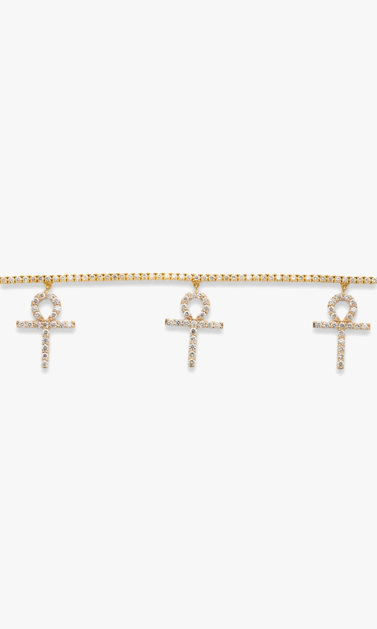 Tennis Bracelet With Ankh Crosses