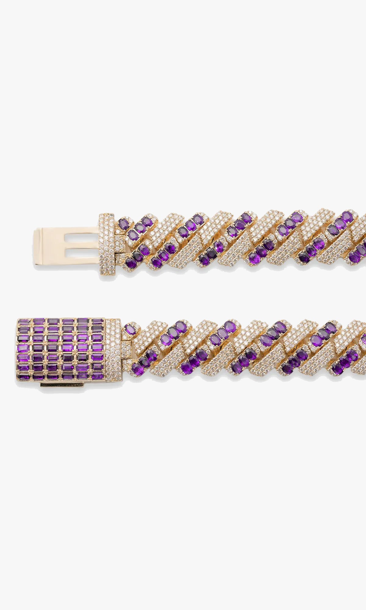 Cuban Link Chain With Diamonds and Sapphires