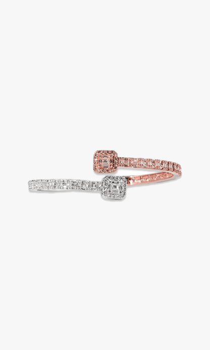 Two Tone Woman`s Baguette Bangel Bracelet