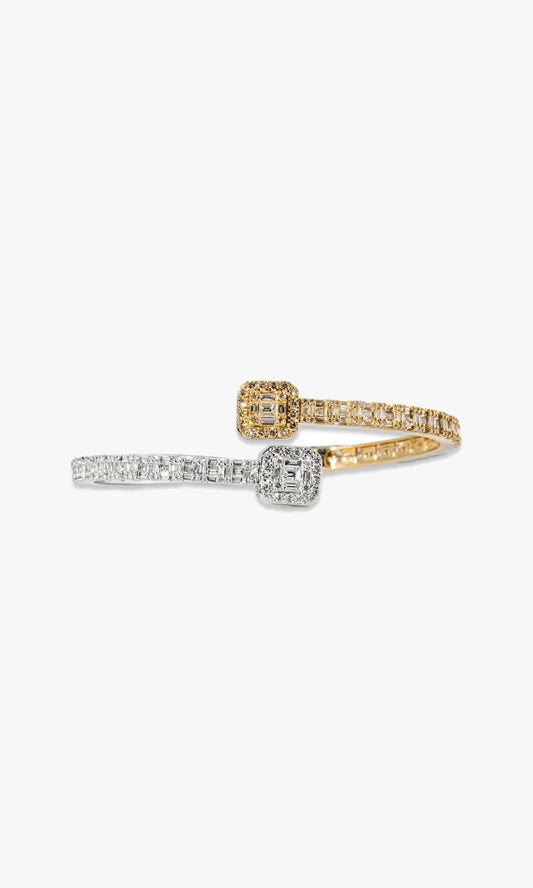 Two Tone Woman`s Baguette Bangel Bracelet