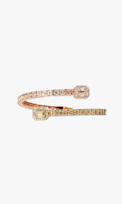 Two Tone Woman`s Baguette Bangel Bracelet
