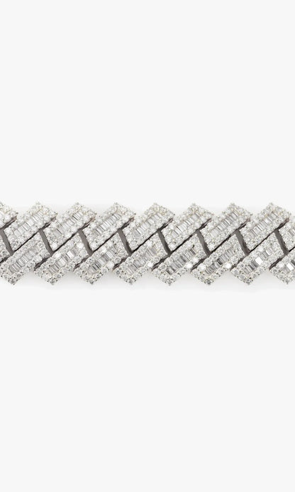 Cuban Link Bracelet With Diamonds And Baguettes