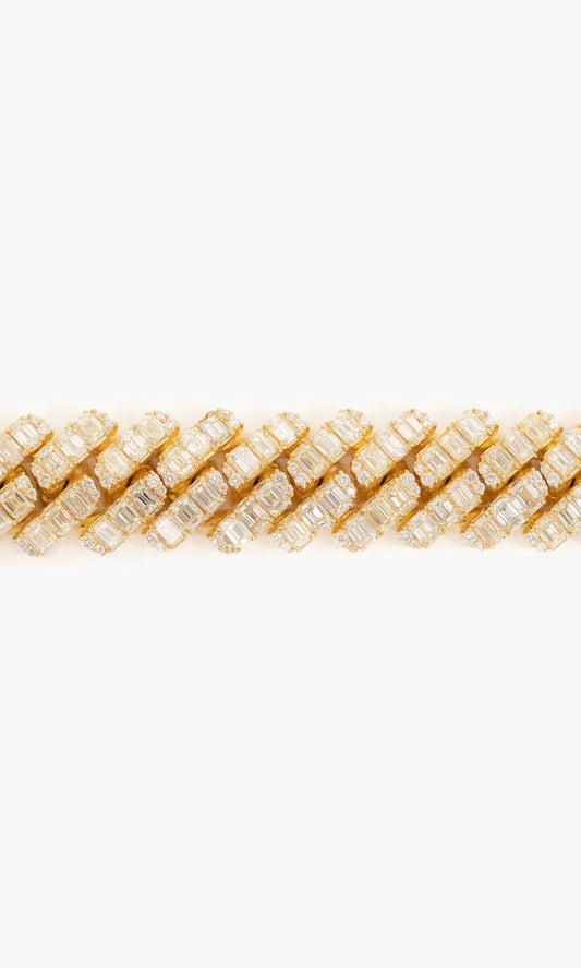 Cuban Link Bracelet With Emerald Cut Diamonds
