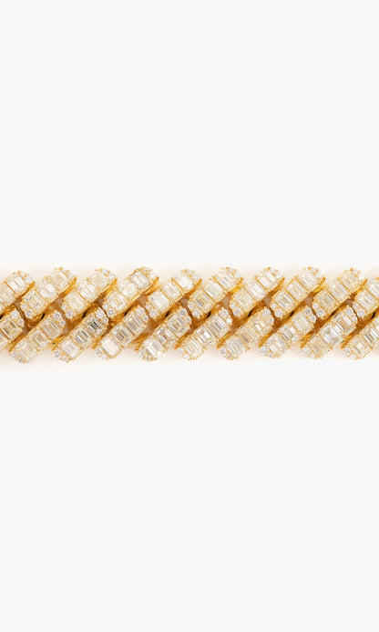 Cuban Link Bracelet With Emerald Cut Diamonds