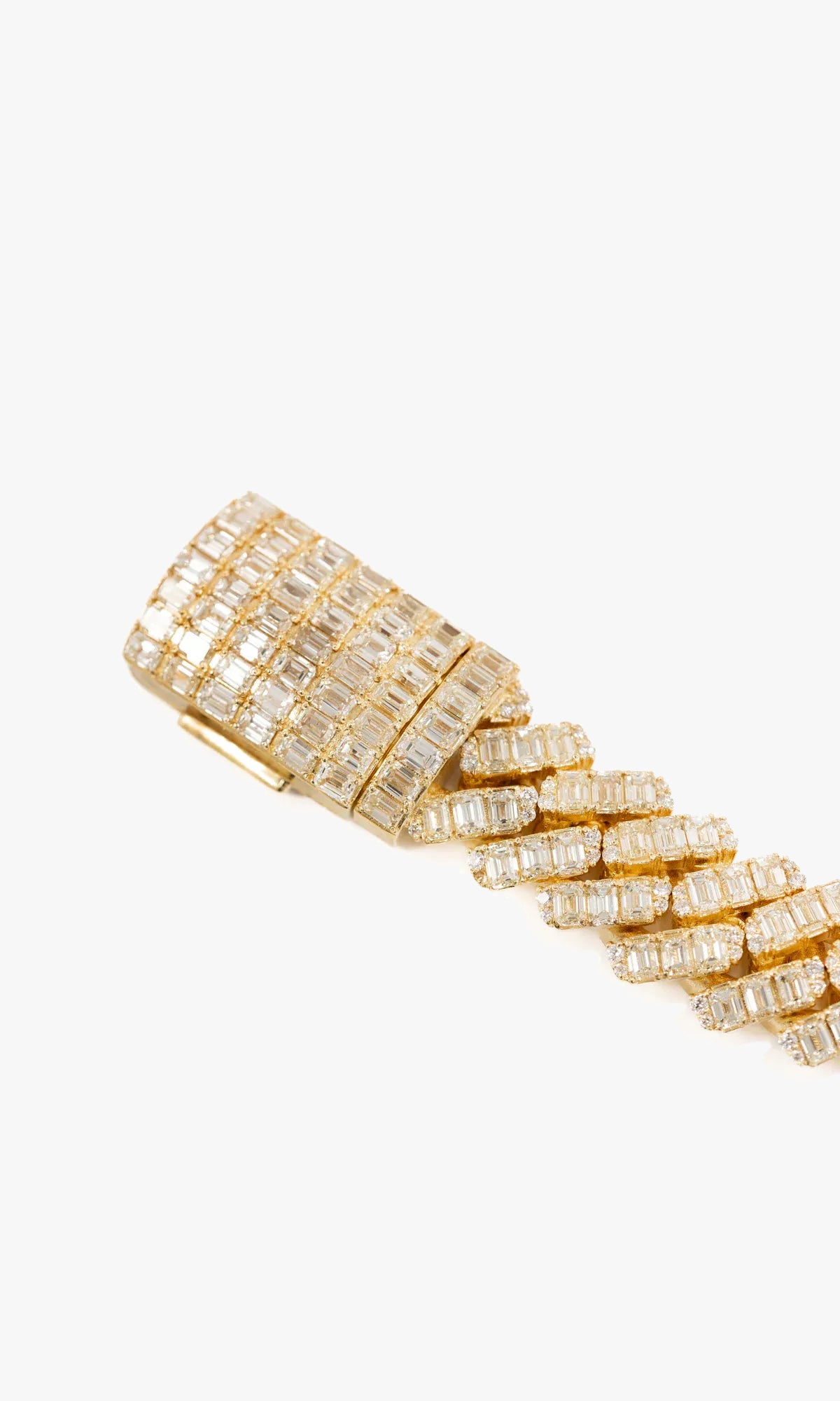 Cuban Link Bracelet With Emerald Cut Diamonds