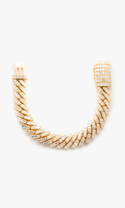 Cuban Link Bracelet With Emerald Cut Diamonds