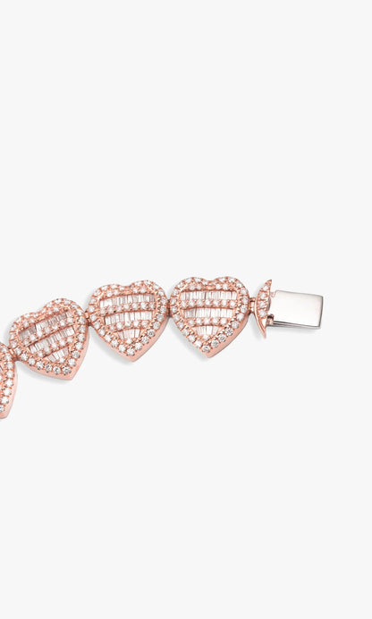 Heart Bracelet With Diamonds and Baguettes