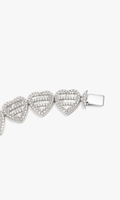 Heart Bracelet With Diamonds and Baguettes
