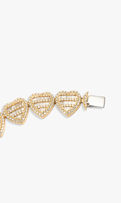 Heart Bracelet With Diamonds and Baguettes