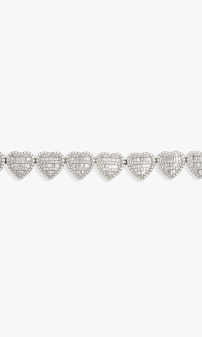 Heart Bracelet With Diamonds and Baguettes