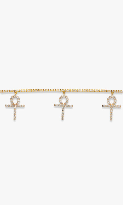 Tennis Bracelet With Ankh Crosses