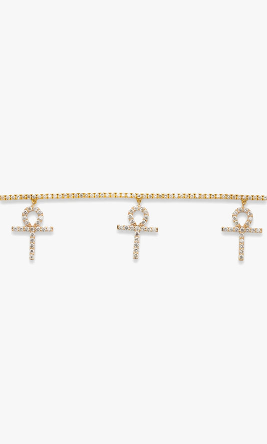 Tennis Bracelet With Ankh Crosses