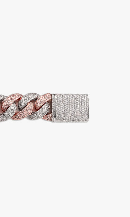 2 Tone Cuban Link Bracelet With Diamonds