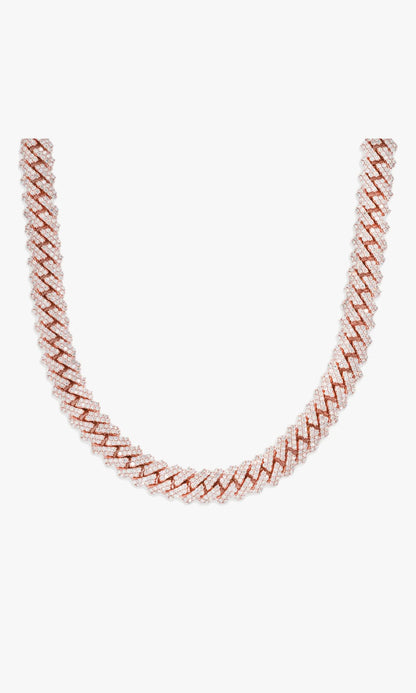 Prong Set Cuban Link Chain With Diamonds
