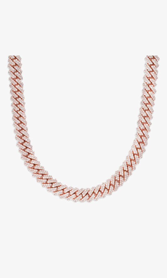 Prong Set Cuban Link Chain With Diamonds