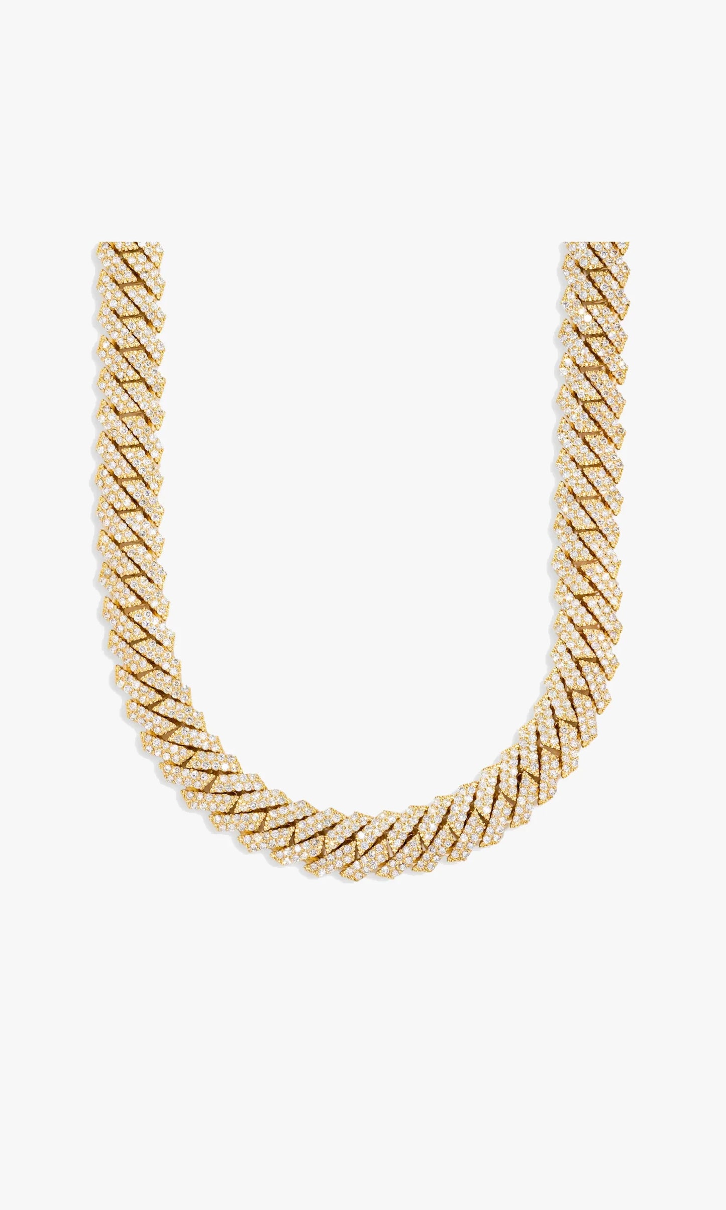 Prong Set Cuban Link Chain With Diamonds