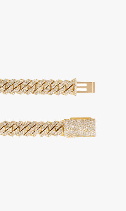 Prong Set Cuban Link Chain With Diamonds