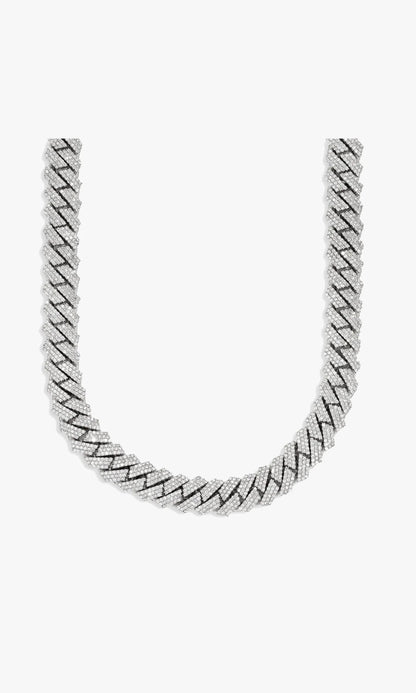 Prong Set Cuban Link Chain With Diamonds