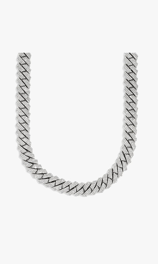 Prong Set Cuban Link Chain With Diamonds