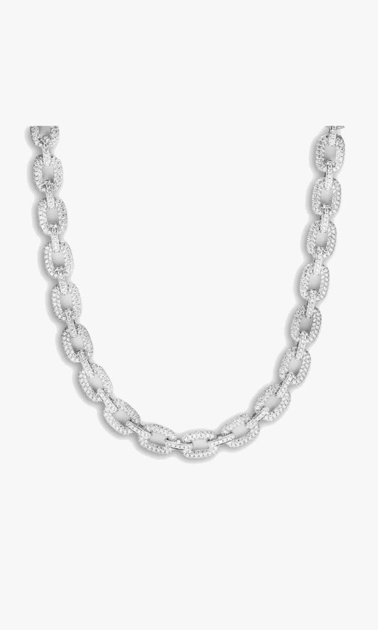 Oval Link Chain With Diamonds