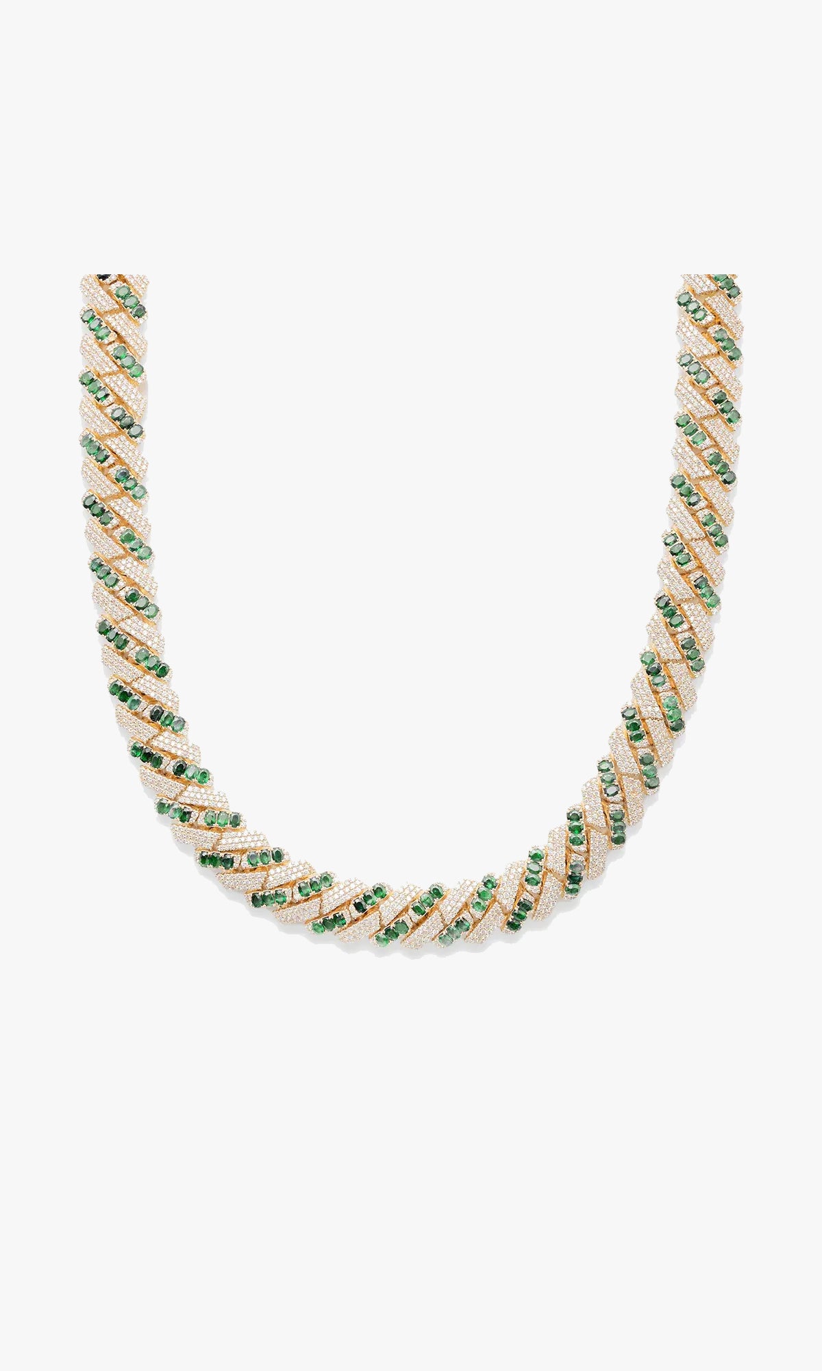 Cuban Link Chain With Diamonds and Sapphires