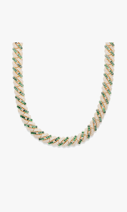 Cuban Link Chain With Diamonds and Sapphires