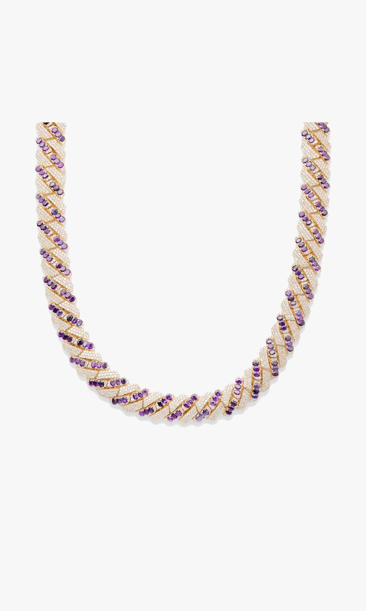 Cuban Link Chain With Diamonds and Sapphires