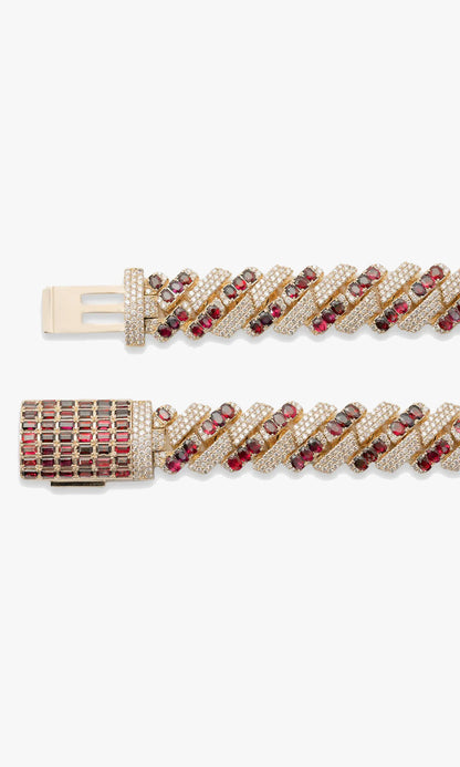 Cuban Link Chain With Diamonds and Sapphires
