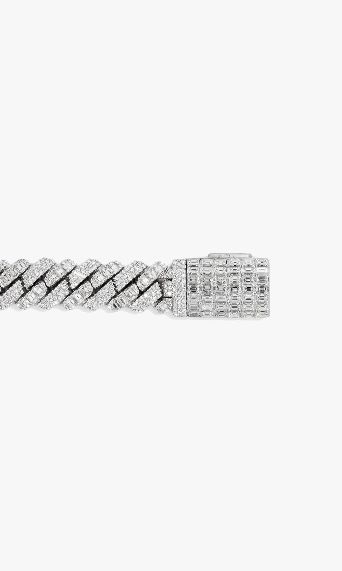 Prong Set Emerald Cuban Link Chain With Diamonds