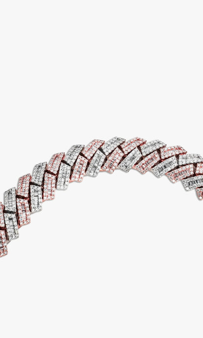 2Tone Cuban Link Chain With Baguettes