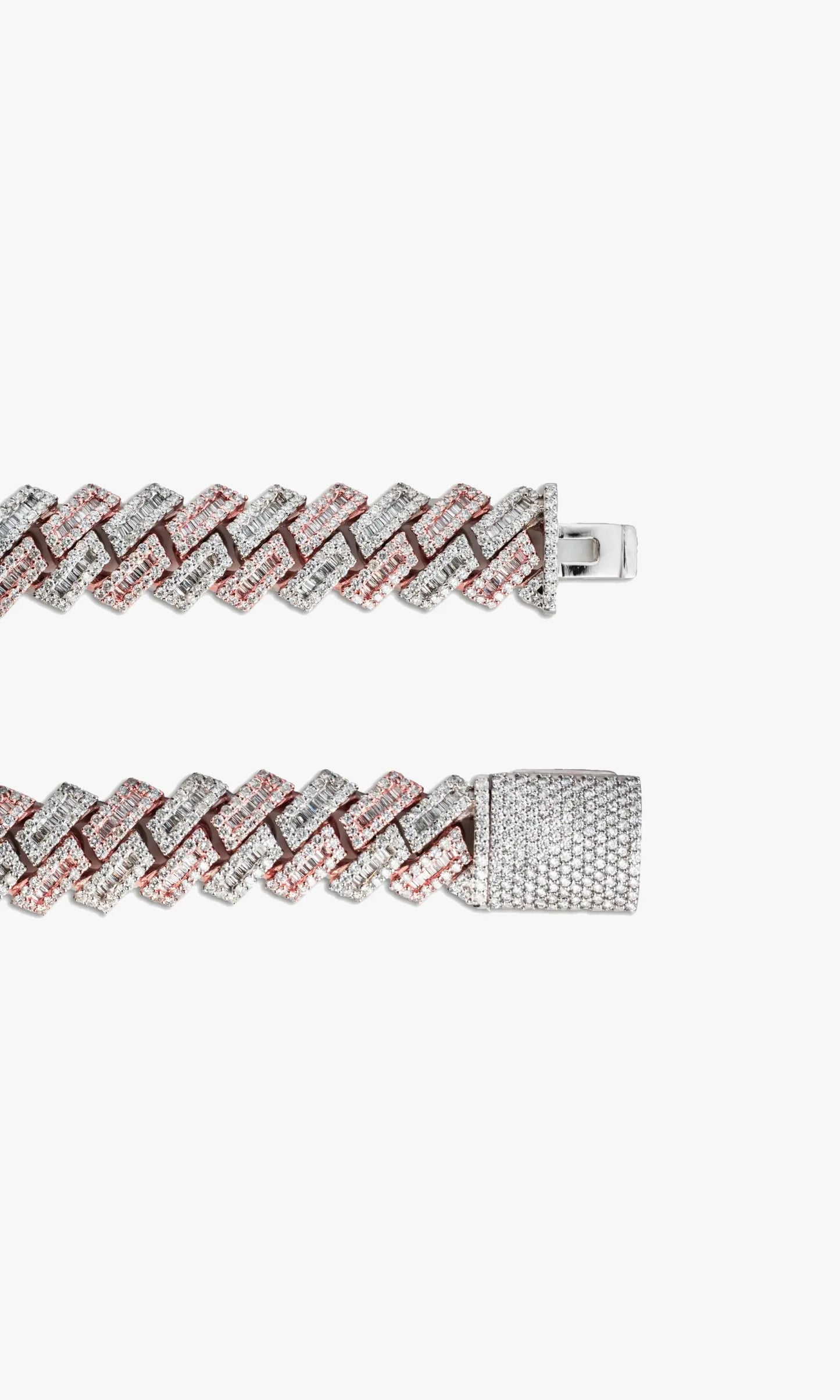 2Tone Cuban Link Chain With Baguettes