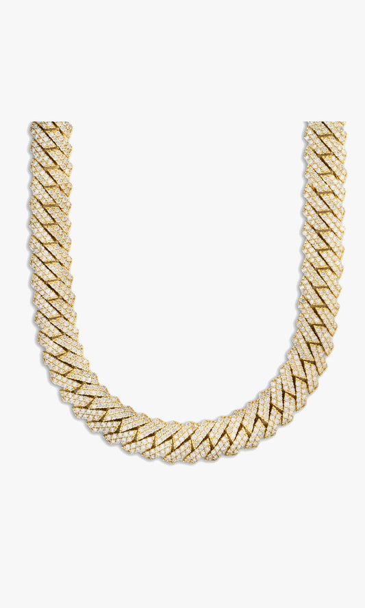 Prong Set Cuban Link Chain With Diamonds