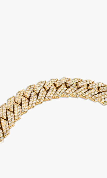 Prong Set Cuban Link Chain With Diamonds
