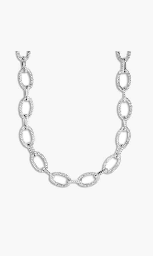 Oval Link Chain With Diamonds