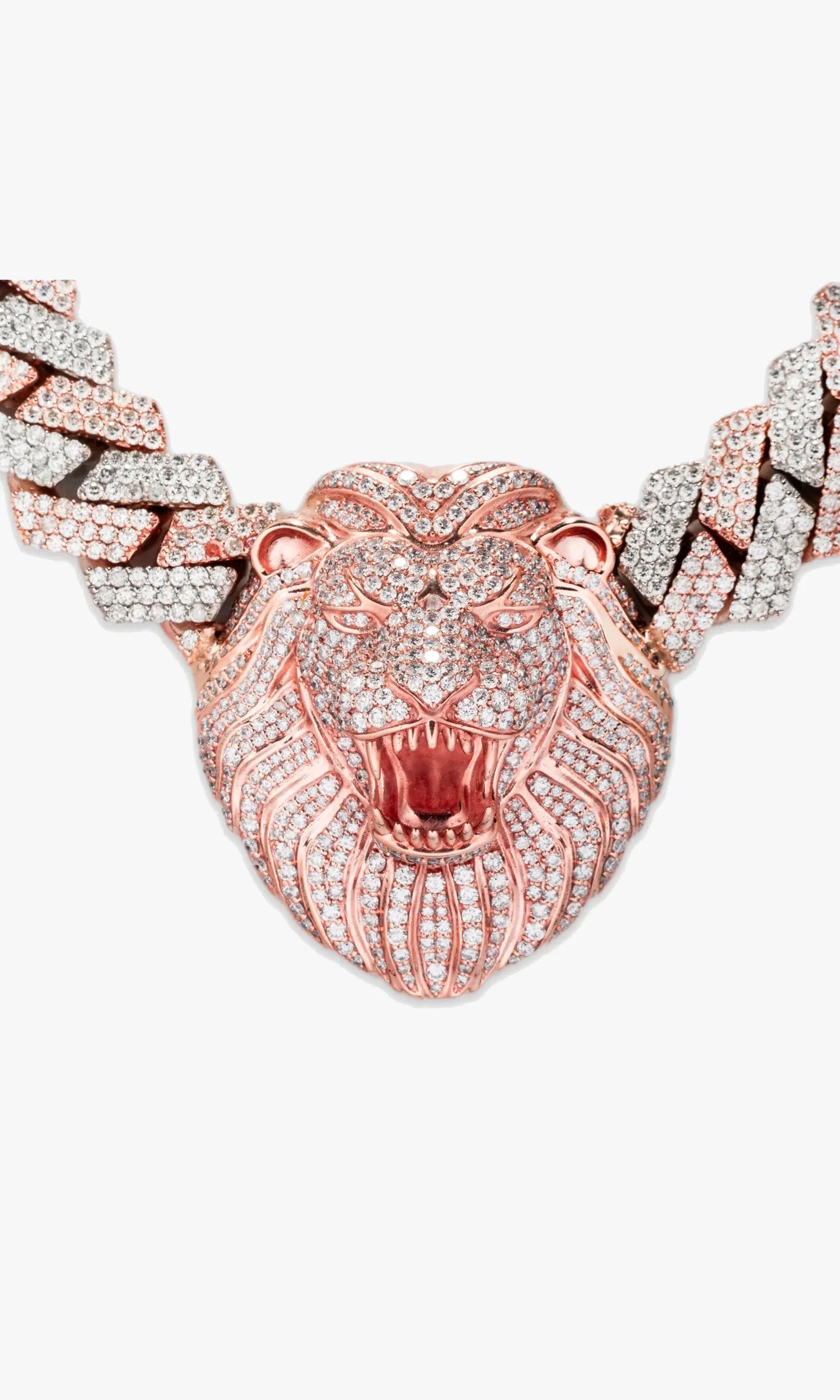 2Tone Cuban Link Chain With Lion Pendant