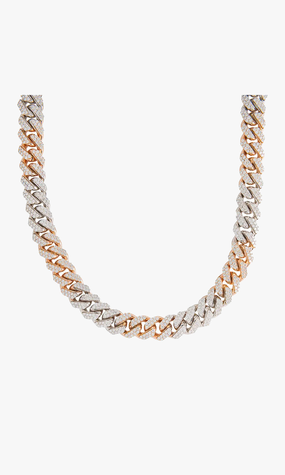 2 Tone Miami Cuban Link Chain With Diamonds