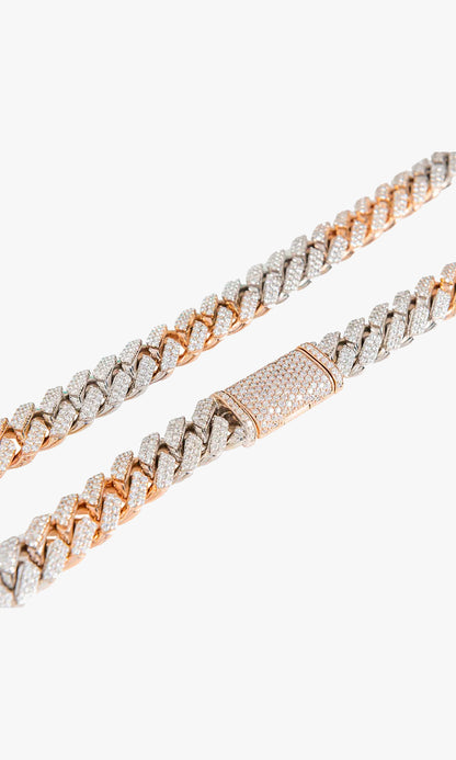 2 Tone Miami Cuban Link Chain With Diamonds