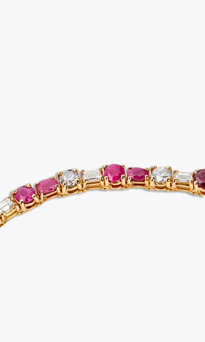 Tennis Chain With Pink Sapphires and Emeralds