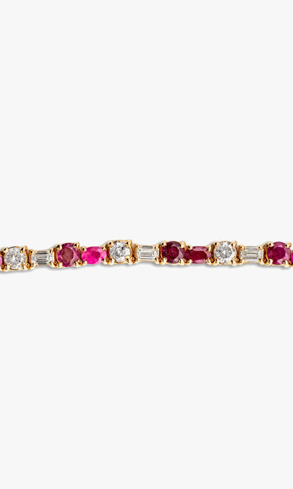 Tennis Chain With Pink Sapphires and Emeralds