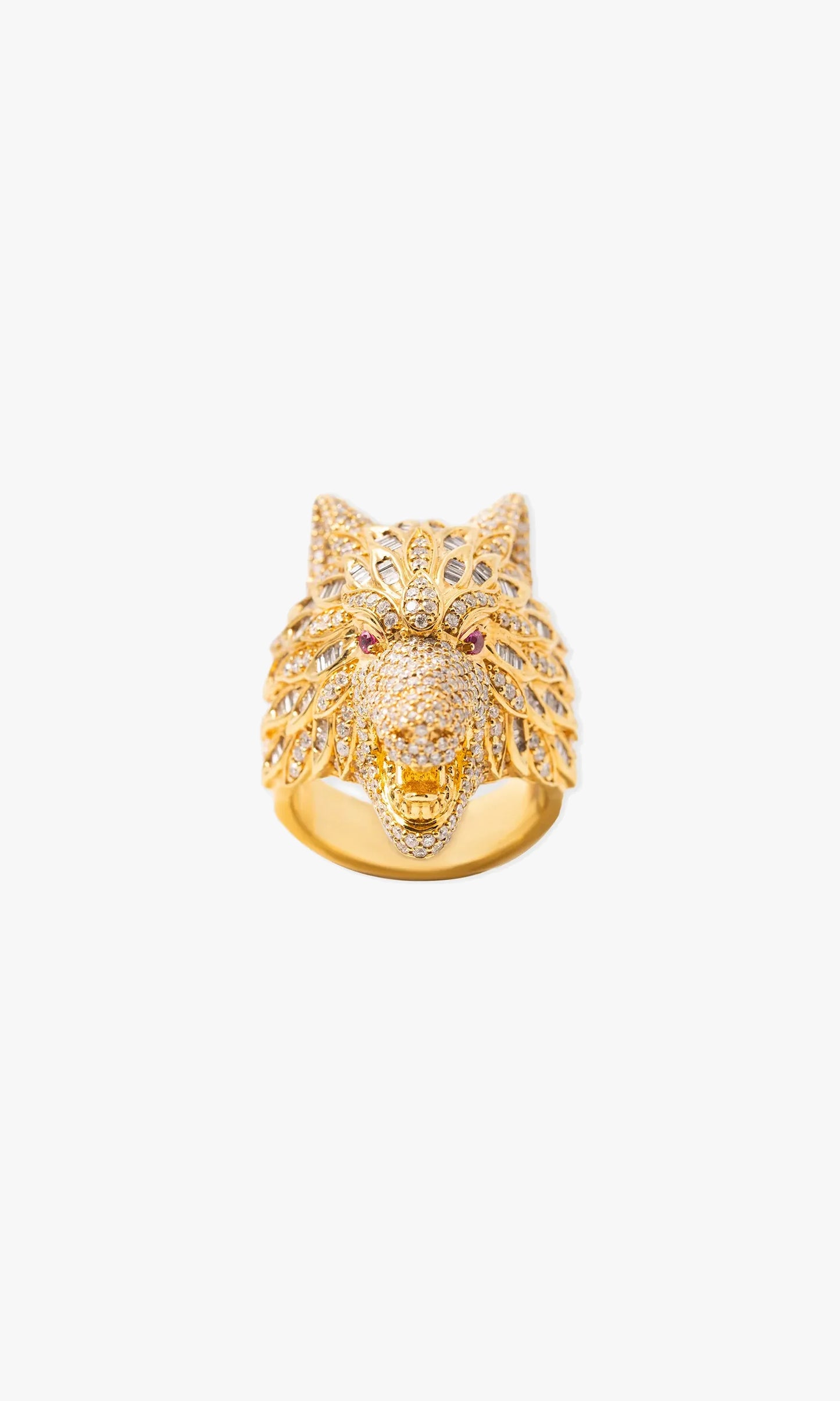 Wolf Ring With Diamonds and baguettes