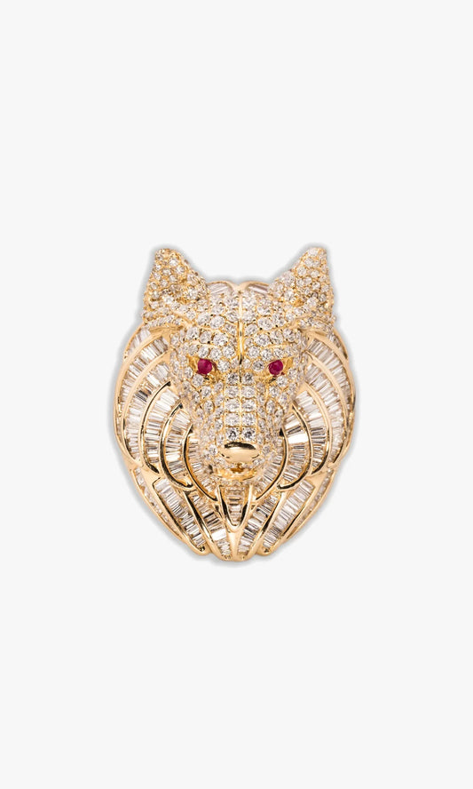 Wolf Ring With Diamonds