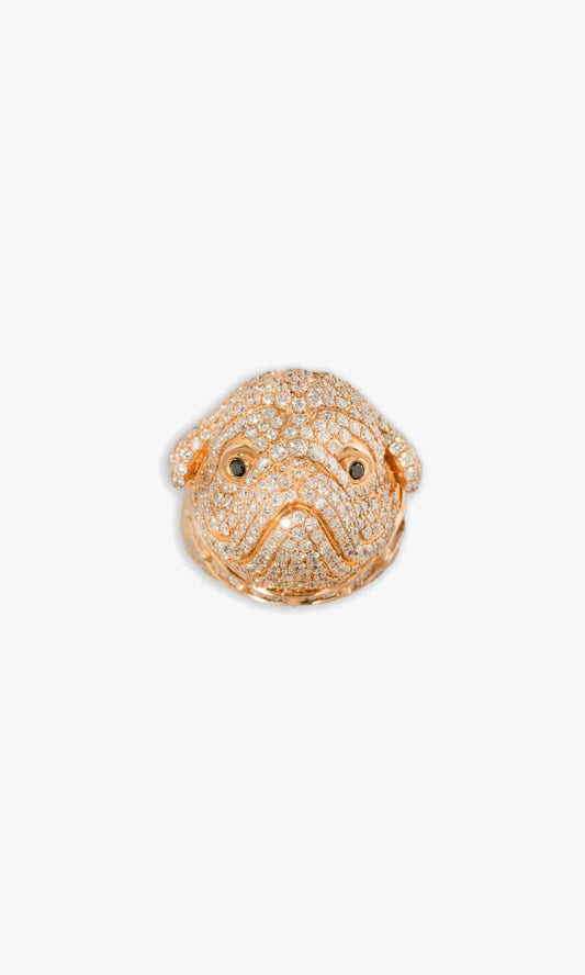 Bull Dog Ring With Diamonds