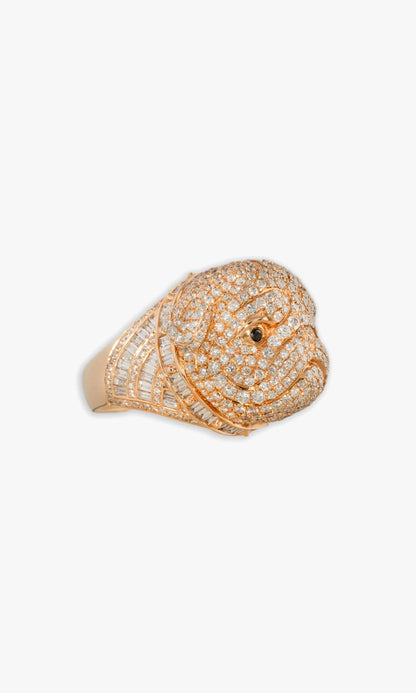 Bull Dog Ring With Diamonds