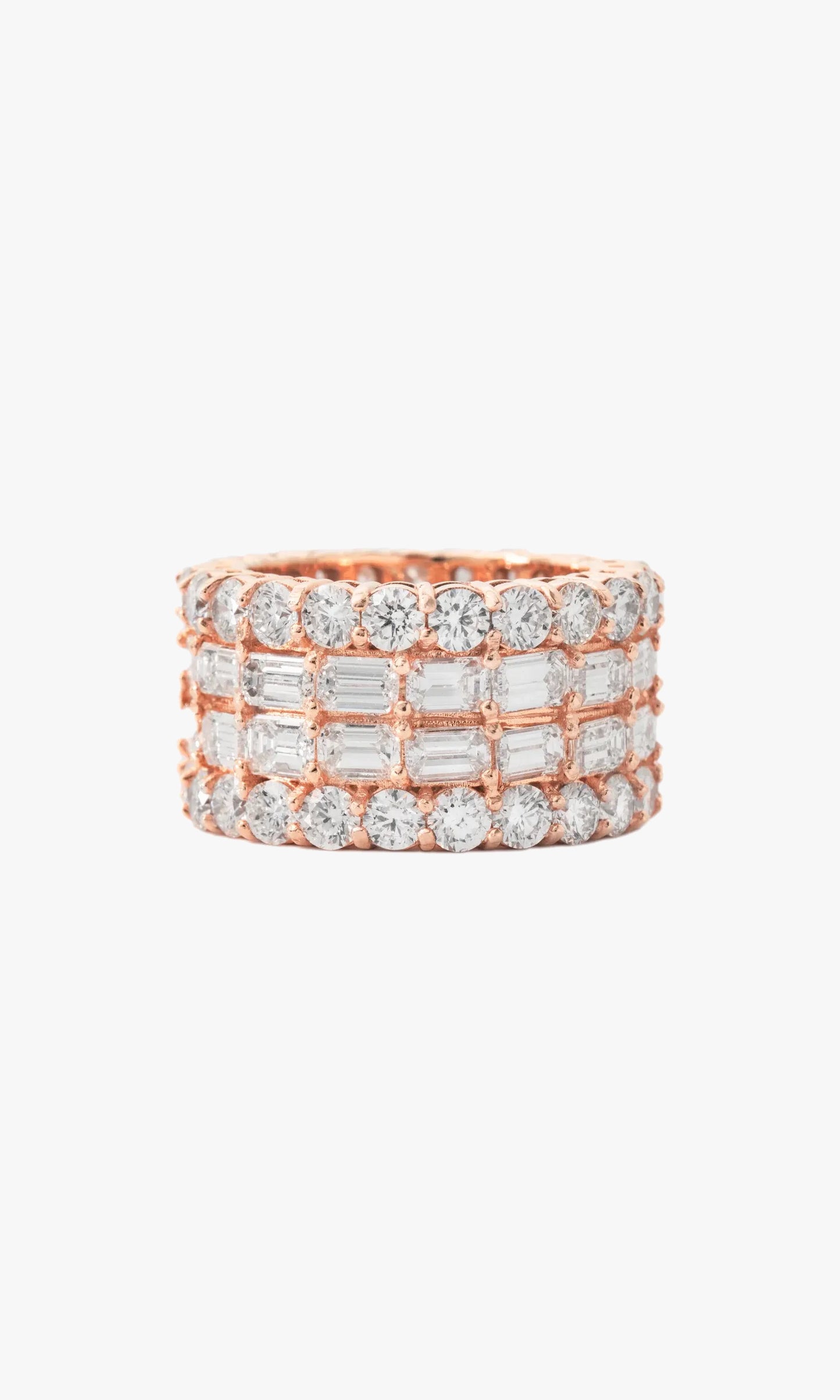 Four Layer Diamond Ring with Baguettes
