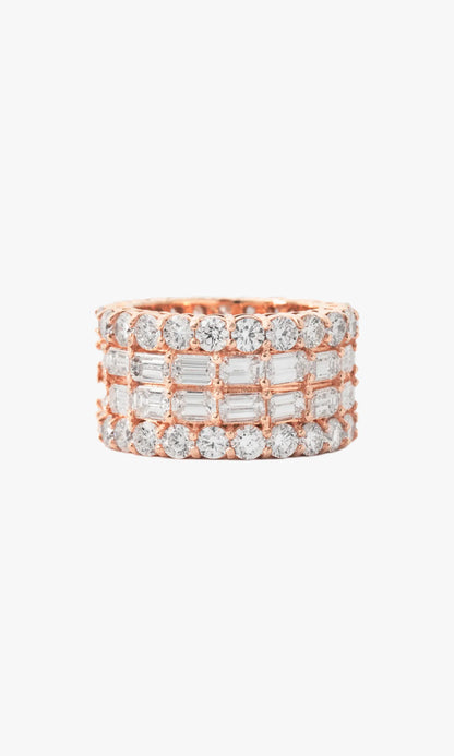Four Layer Diamond Ring with Baguettes