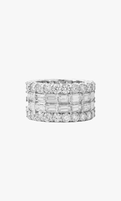 Four Layer Diamond Ring with Baguettes
