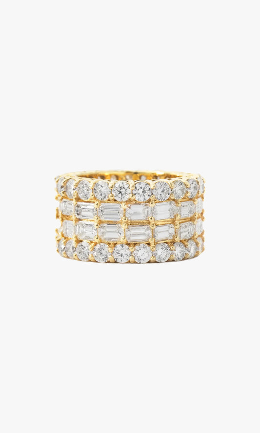 Four Layer Diamond Ring with Baguettes