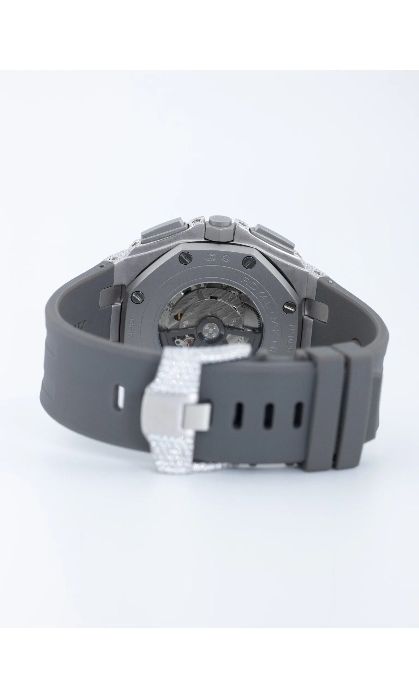 Trendy Fashion Luxury Vvs Moissanite Diamond Stainless Steel Gray Colour Rubber Strap Mechanical Watches