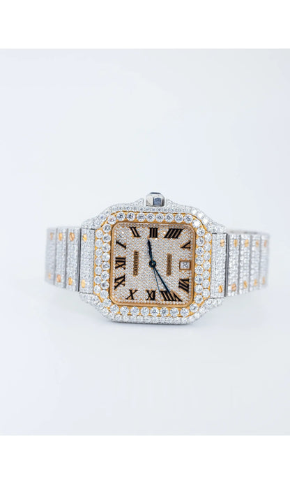 Unique Roman Dial VVS Moissanite Stainless Steel Watch Hip Hop Bust Down Iced Out Bling Blink Personalized Custom Watch