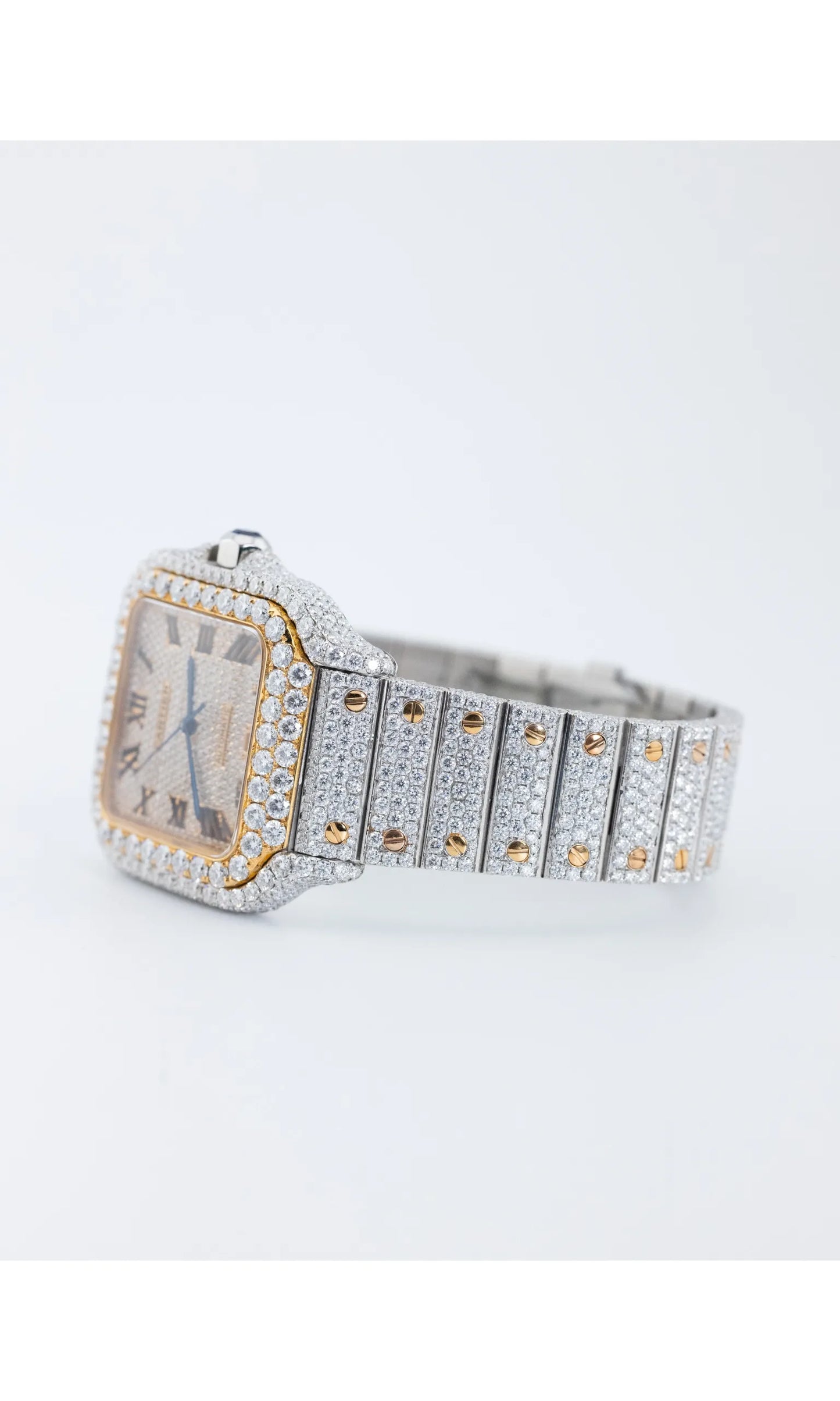 Unique Roman Dial VVS Moissanite Stainless Steel Watch Hip Hop Bust Down Iced Out Bling Blink Personalized Custom Watch